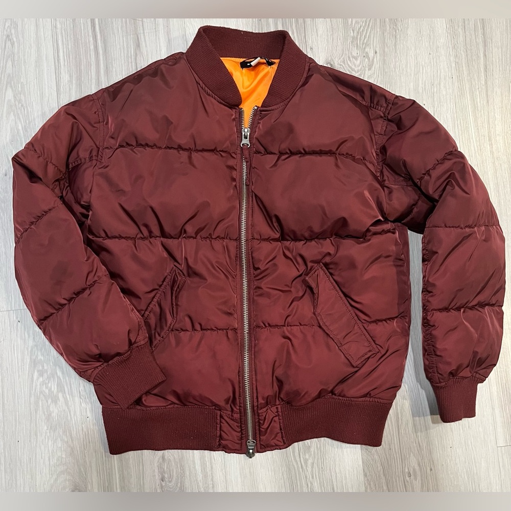 PacSun burgundy Bomber Jacket with Orange Lining